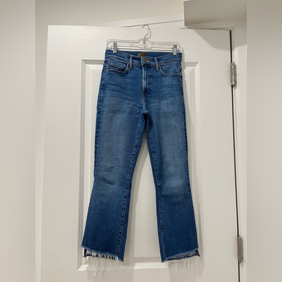 MOTHER Blue Ankle Cropped Jeans with Distressed Hem - Picture 5 of 5